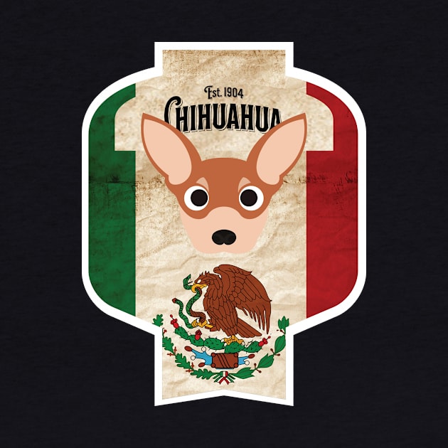 Chihuahua - Distressed Mexican Chihuahua Beer Label Design by DoggyStyles
